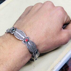 Berber Amazigh Gravé 925 Silver Handmade Cuff Bracelet