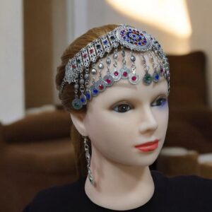 Amazigh Berber Sousse Tiara Head Jewelry Set with Earrings