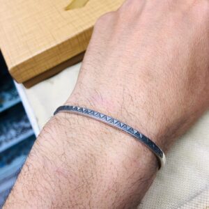 Amazigh Berber Gravé 925 Silver Open Cuff Bracelet