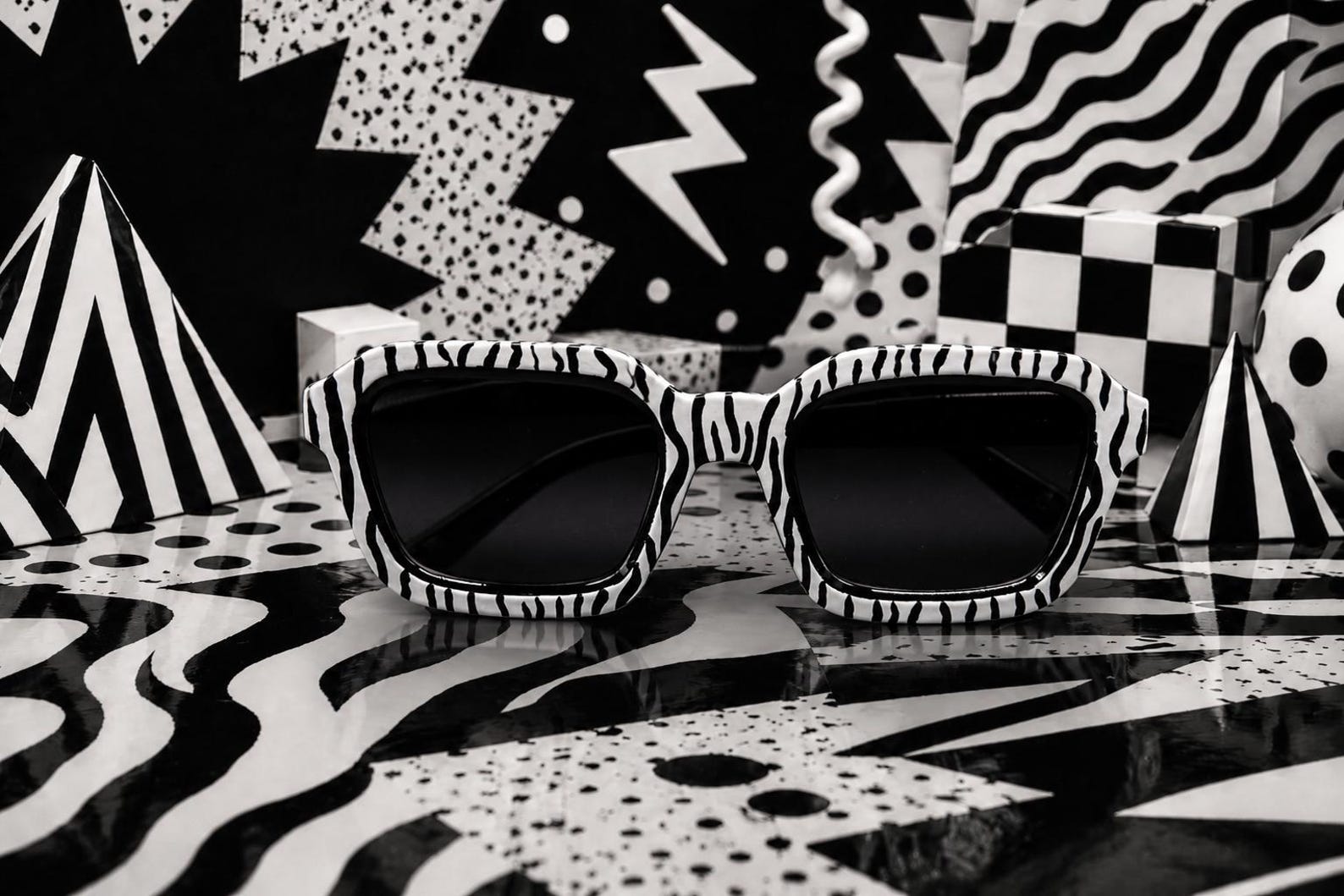 Amazigh AMƔIUD Zebra Hand Painted Sunglasses UV400 Cat 3 Frames