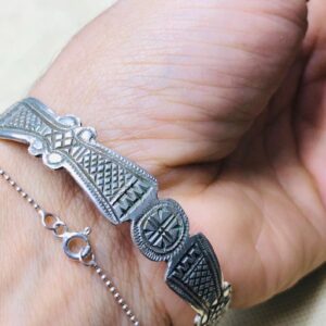 Amazigh Berber Gravé 925 Silver Engraved Cuff Bracelet