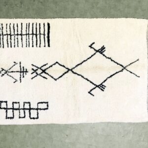 Amazigh Berber Beni Ourain Wool Rug with Tifinagh Symbols