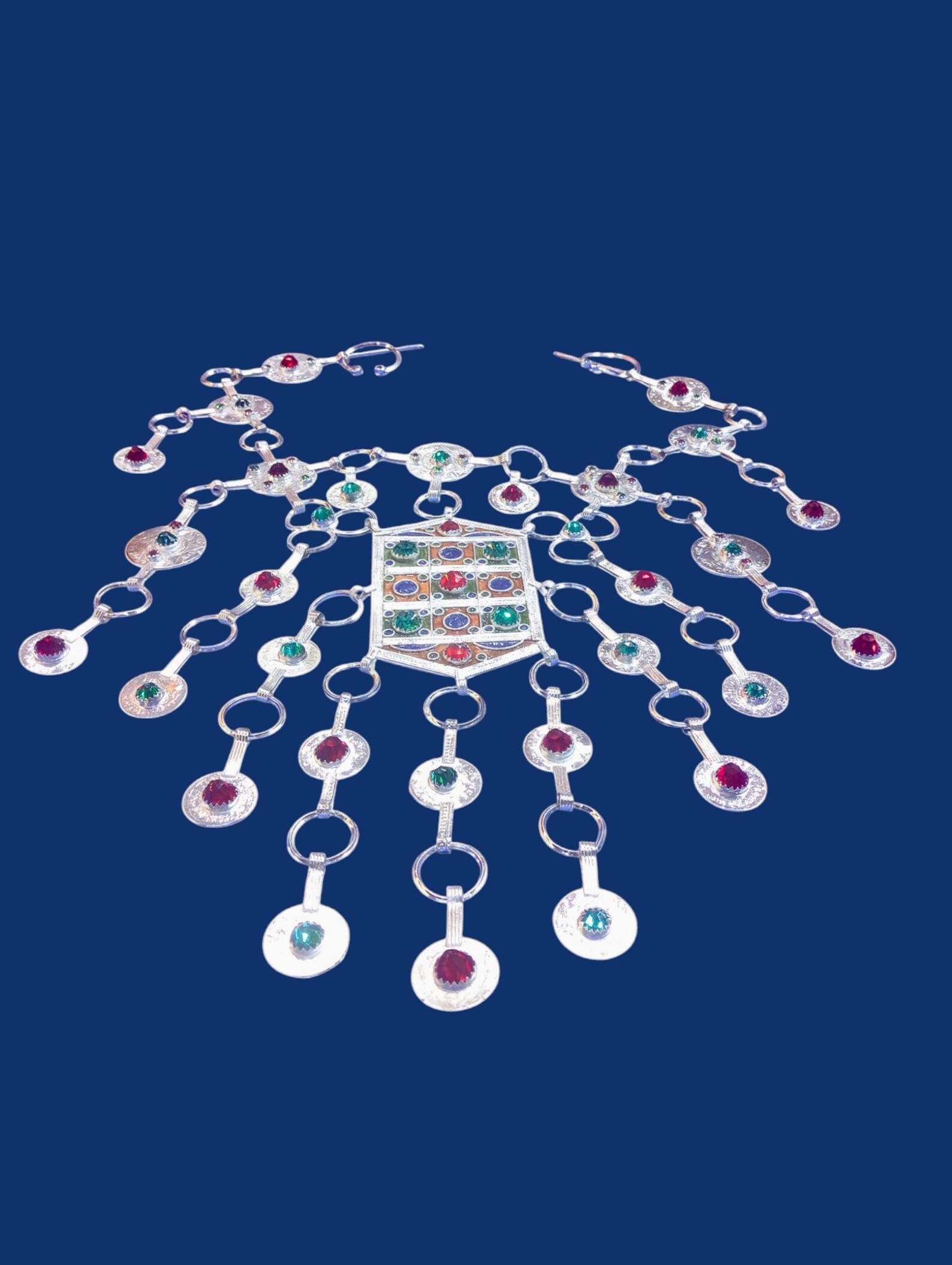 Handmade Amazigh Berber Traditional Neck Adornment Necklace with Silver-Plated Copper