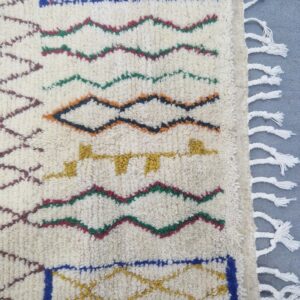 Emerald Green Amazigh Berber Handmade Wool Boujad Rug with Tribal Design