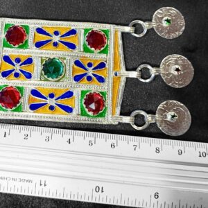 Amazigh Necklace with Colorful Berber Pendant and Dangling Metal Discs
