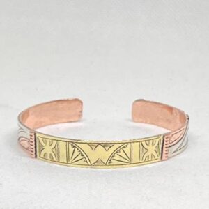 Amazigh Berber Tuareg Brass Bangle Bracelet with Symbolic Design