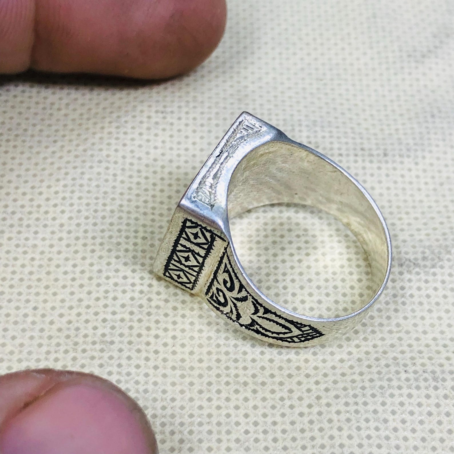 Berber Amazigh Handmade Silver Geometric Traditional Ring Design