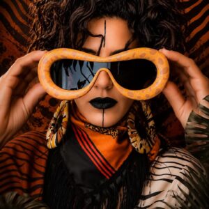 Amazigh AMIS N' SHAPES Camel Hand Painted Sunglasses UV400 Cat 3 Frames
