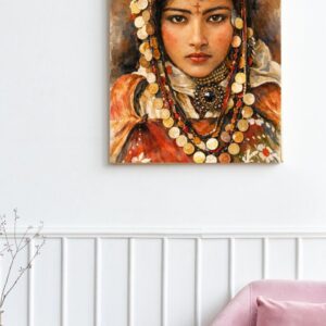 Amazigh Berber Woman Watercolor Portrait Jewelry Art Print Wall Art