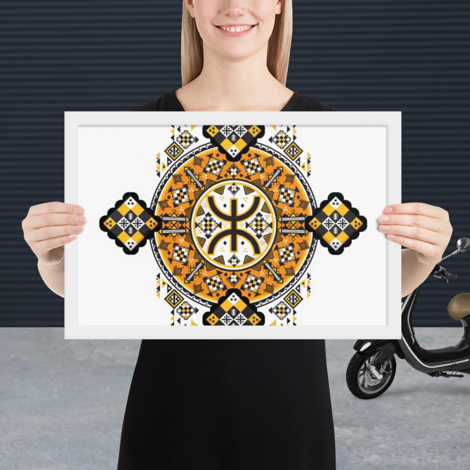 Vibrant Amazigh Berber Yaz Symbol Framed Poster Wall Art