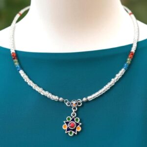 Amazigh Kabyle Berber Beaded Necklace with Colorful Pendant