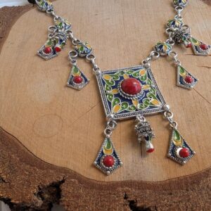 Amazigh Kabyle Berber Traditional Handmade Adjustable Necklace with Colorful Details