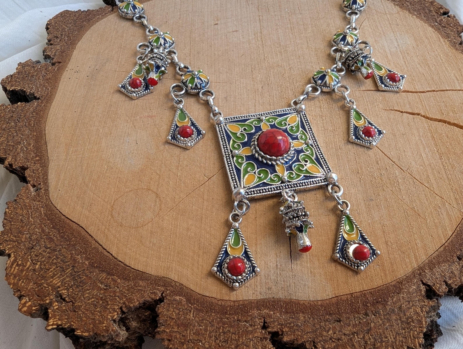 Amazigh Kabyle Berber Traditional Handmade Adjustable Necklace with Colorful Details