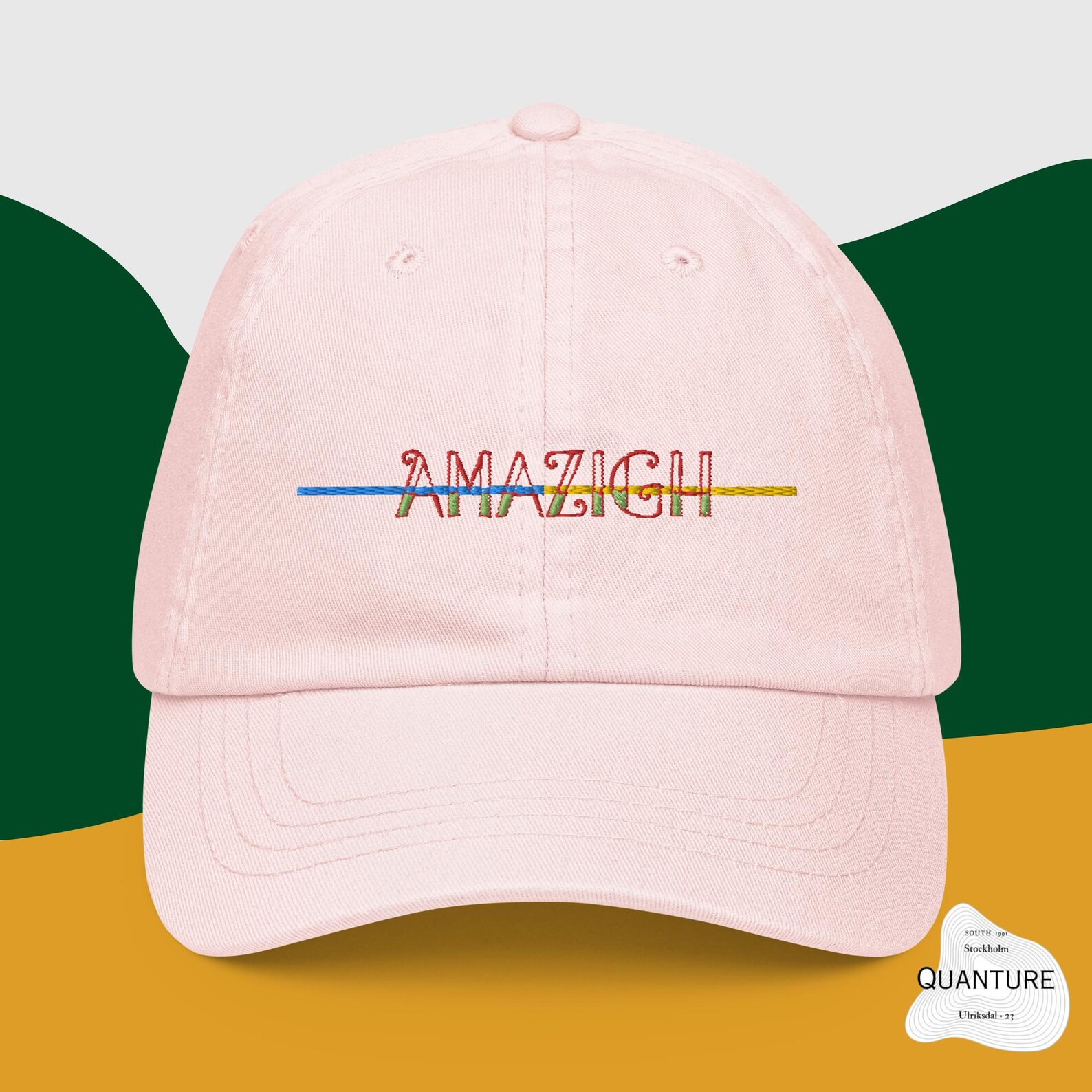 Amazigh Pastel Embroidery Baseball Hat With Cotton Design