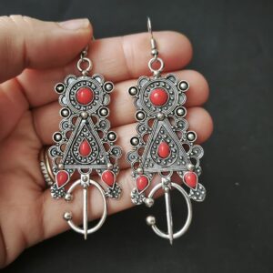 Amazigh Kabyle Fibule Forme Earrings with Berber Motifs