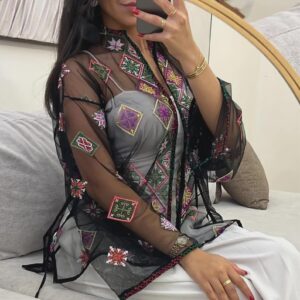 Amazigh Berber Embroidered Kimono-style Sheer Festival Cover Tunic