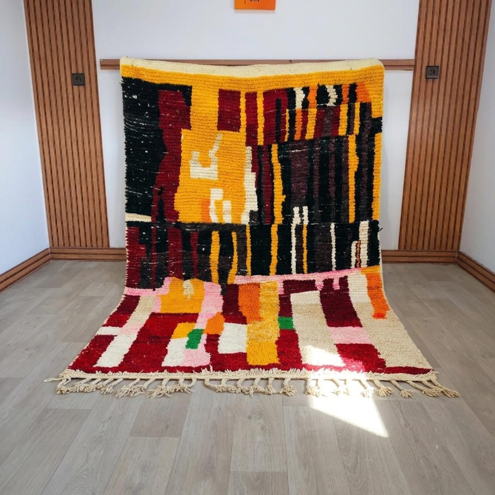Amazigh Azilal Berber Abstract Wool Tribal Rug Handwoven Carpet