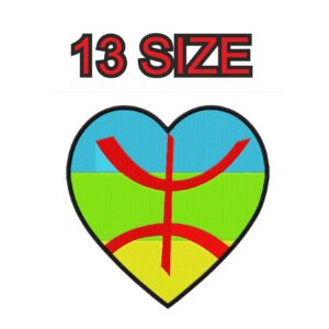 Amazigh Berber Embroidery Flag Heart Multiple Size Digital Download