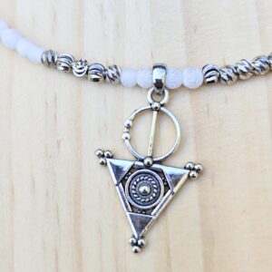 Amazigh Berber Tizerzit Necklace with Natural Stones and Steel