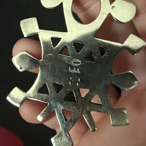 Amazigh Tuareg Silver Compass Cross Amulet rope Necklace