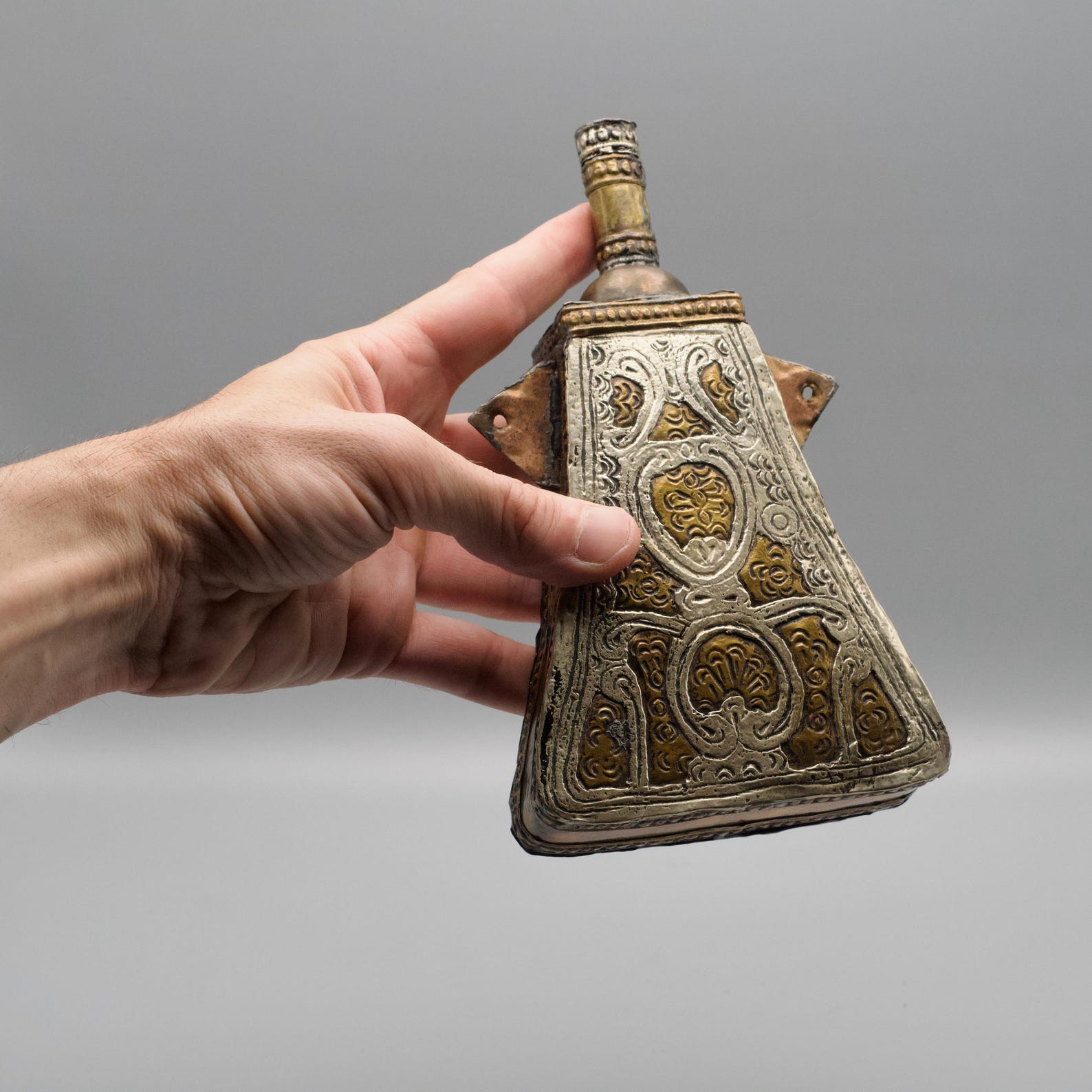 Antique Berber Amazigh Amulet Flask Necklace Islamic Talismanic Metalwork