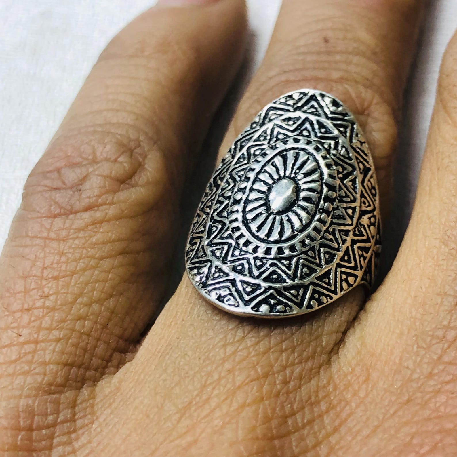 Amazigh Berber Tuareg Sterling Silver Tribal Engraved Ring