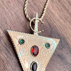 Amazigh Berber Timizghin Triangle Motif Gold Pendant Necklace