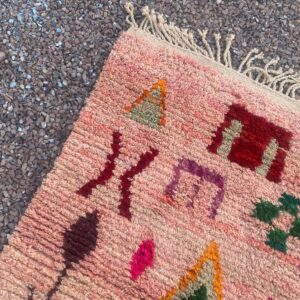 Amazigh Boujaad Berber Wool Rug with Colorful Geometric Patterns