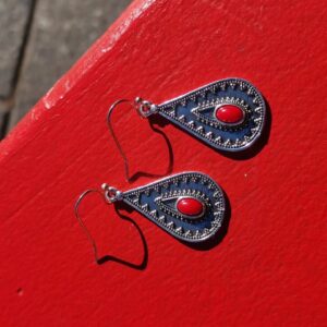 Amazigh Kabyle berbères Motifs Drop Earrings With Coral Accents