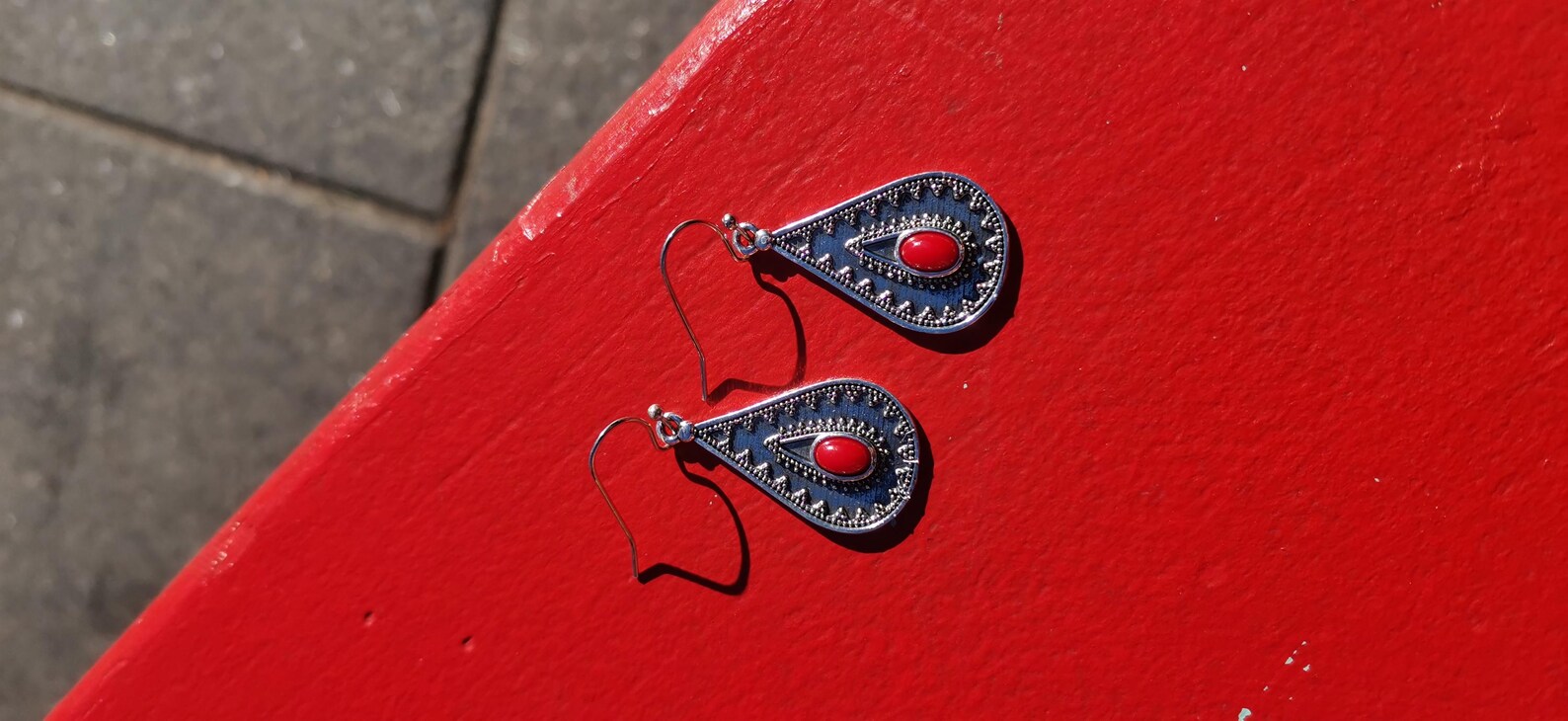 Amazigh Kabyle berbères Motifs Drop Earrings With Coral Accents