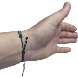 Amazigh Berber Triangle Stainless Steel Bracelet with Green Cord