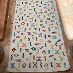 Amazigh Berber Tifinagh Symbols Wool Kilim Runner Rug