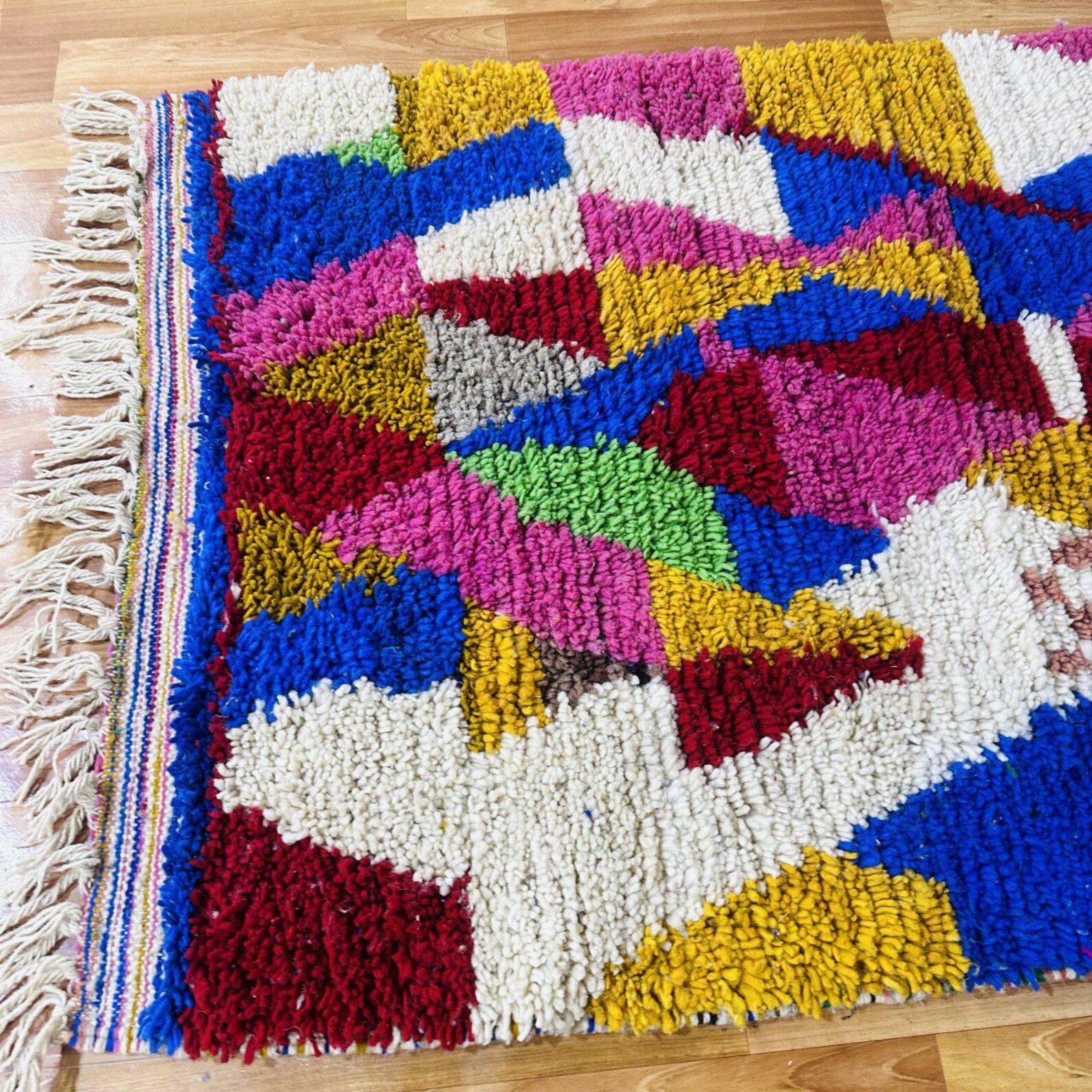 Amazigh Berber Diamond Handwoven Colorful Custom Wool Rug