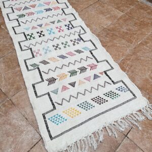 Amazigh Berber Handwoven Runner Rug with Colorful Patterns