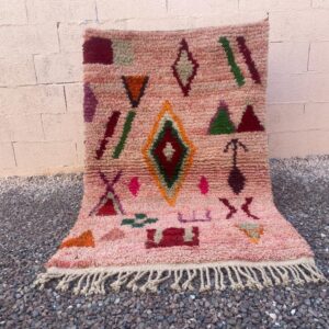 Amazigh Boujaad Berber Wool Rug with Colorful Geometric Patterns