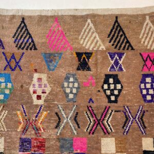Hand-Knotted Azilal Berber Wool Rug with Tribal Symbol Sampler