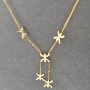 Amazigh Yaz Tifinagh Symbol Necklace with Five Crystal Charms