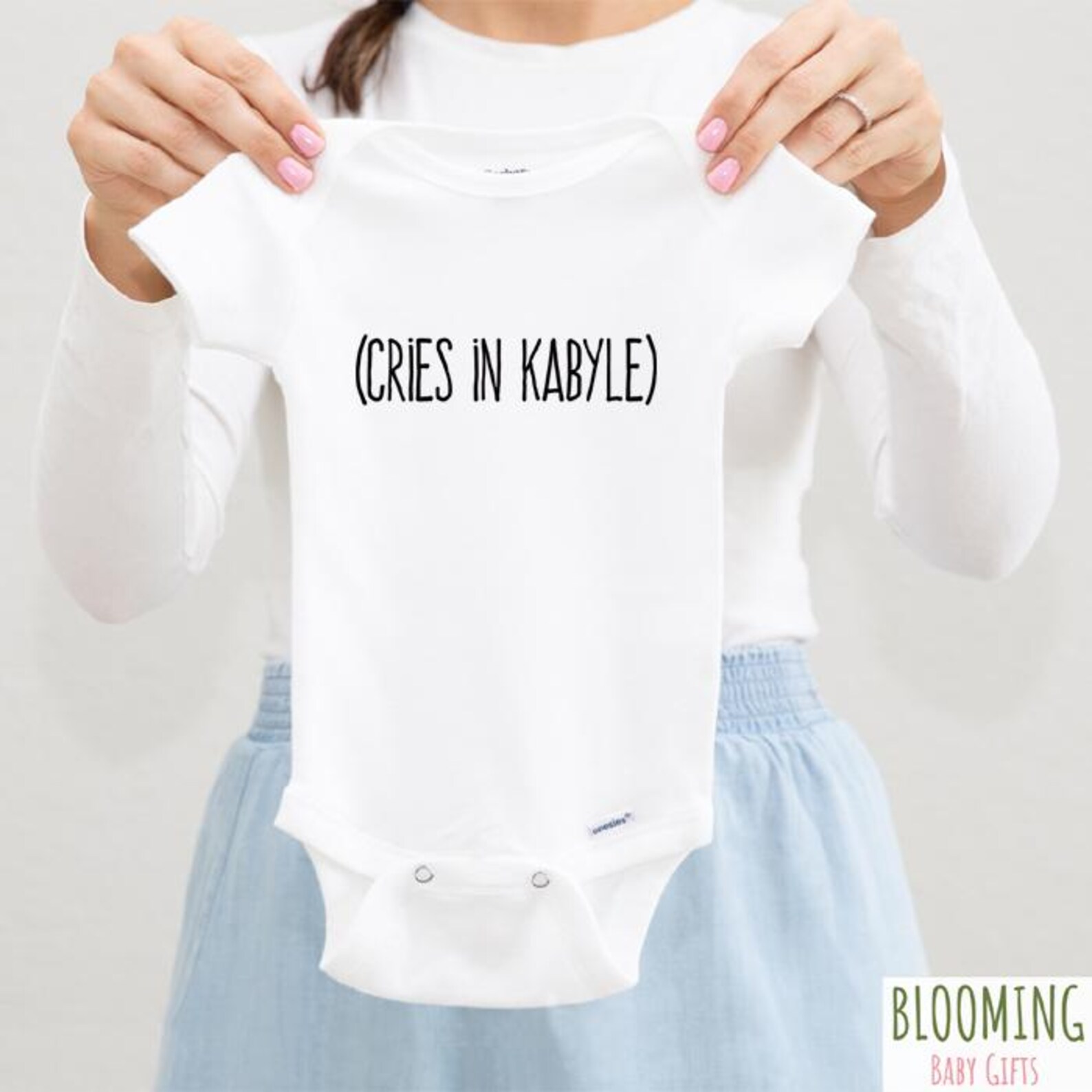 Amazigh Kabyle Baby Bodysuit With Funny Cries In Kabyle Design
