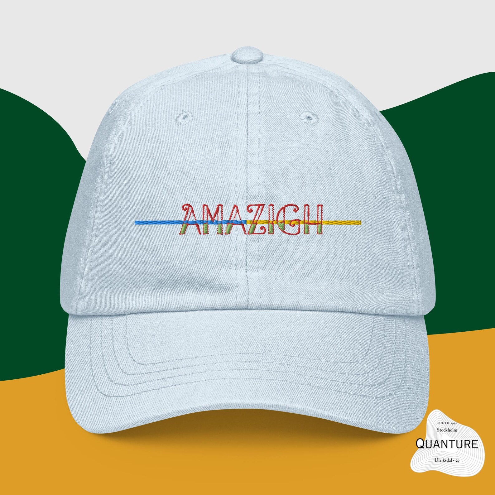 Amazigh Pastel Embroidery Baseball Hat With Cotton Design