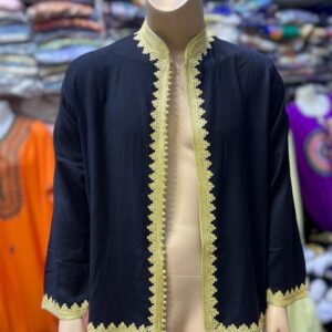 Amazigh Men's Cotton Tunic with Handmade Ethnic Trim