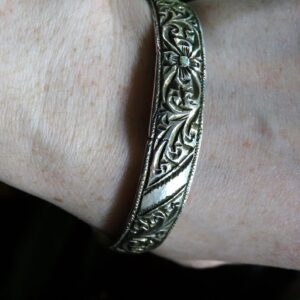 Berber Amazigh High-Grade Fine Silver Hand Etched Filagree Bracelet