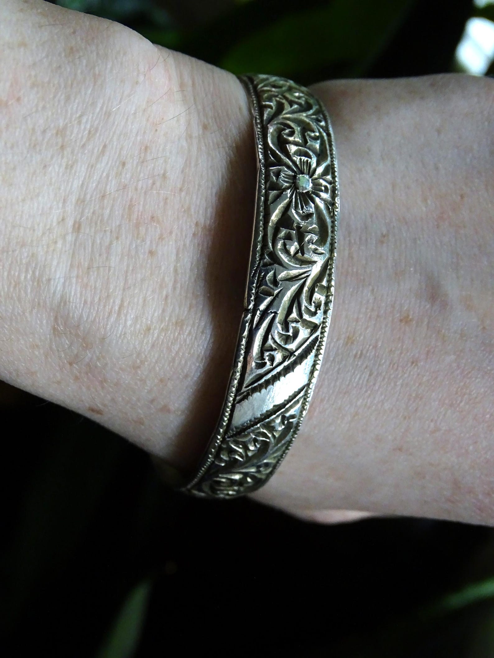 Berber Amazigh High-Grade Fine Silver Hand Etched Filagree Bracelet