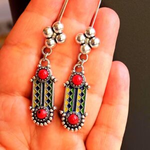Amazigh Berber Kabyle Earrings Silver Tone Cultural Jewelry Design