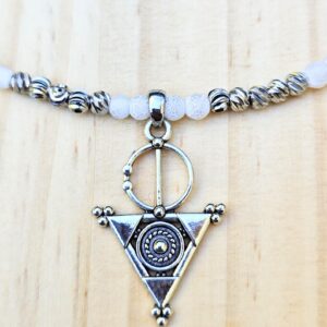 Amazigh Berber Tizerzit Necklace with Natural Stones and Steel