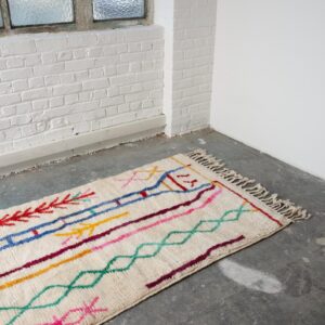 Amazigh Azilal Berber Handmade Wool Rug with Vertical Motifs