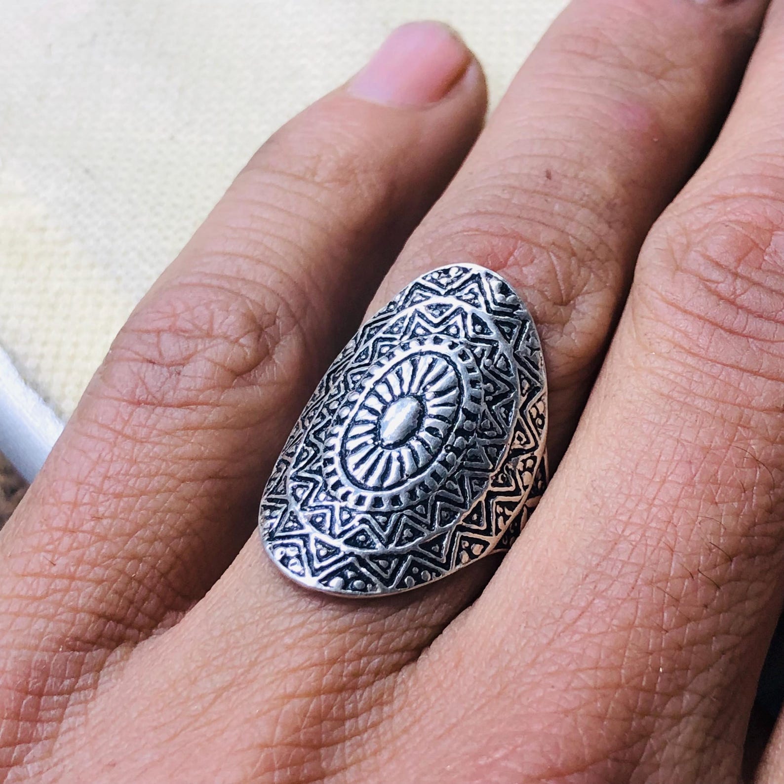 Amazigh Berber Tuareg Sterling Silver Tribal Engraved Ring
