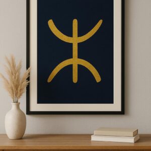 Golden Amazigh Yaz Berber Symbol Print Navy Digital Download