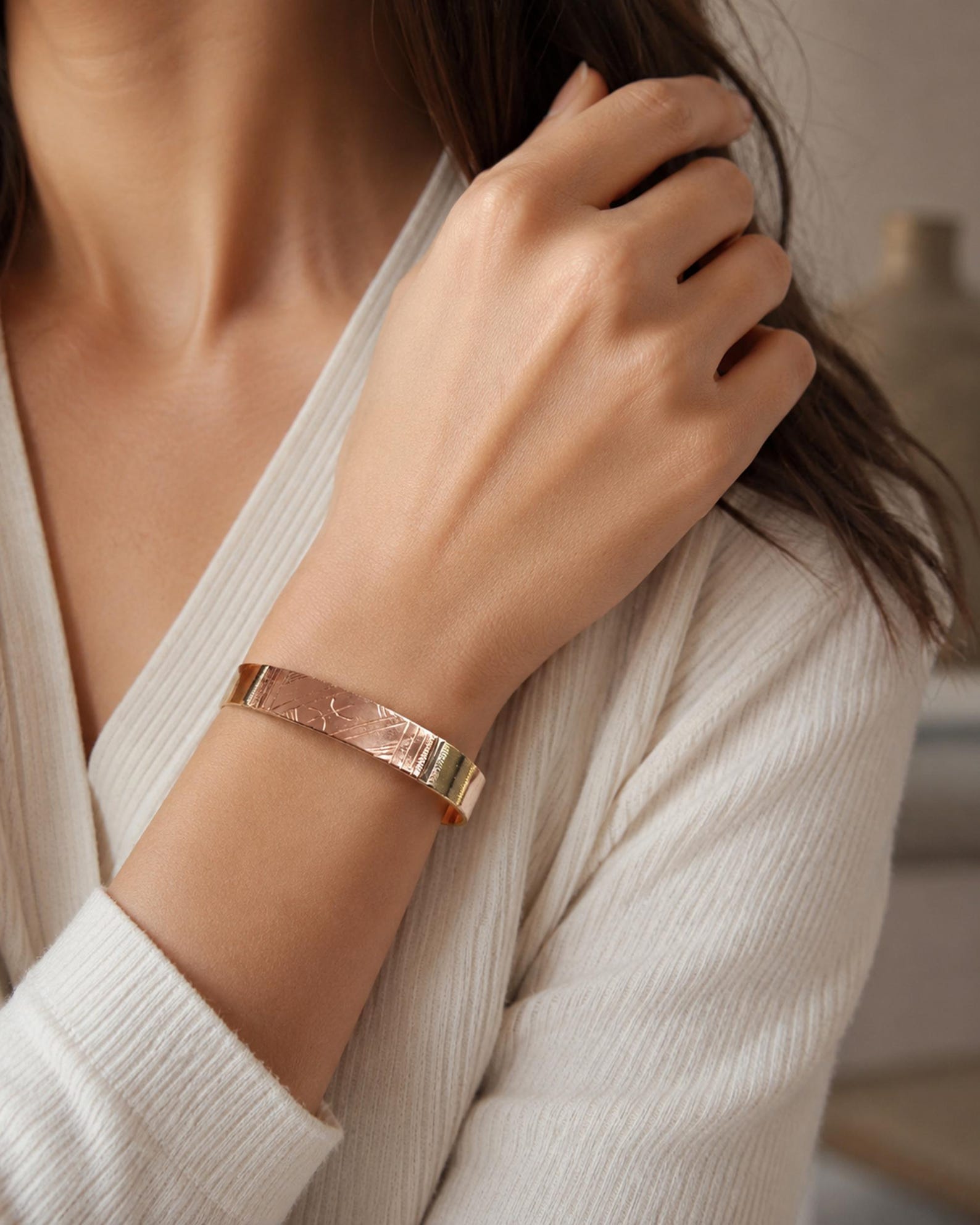 Amazigh Berber Tuareg Tifinagh Cuff Bracelet with Mixed Copper Silver Details