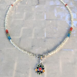 Amazigh Kabyle Berber Beaded Necklace with Colorful Pendant