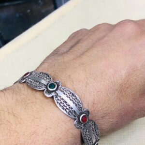 Berber Amazigh Gravé 925 Silver Handmade Cuff Bracelet